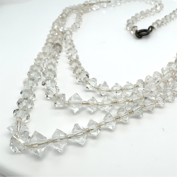 Vintage Crystal Tiered Bib Necklace - Picture 2 of 6